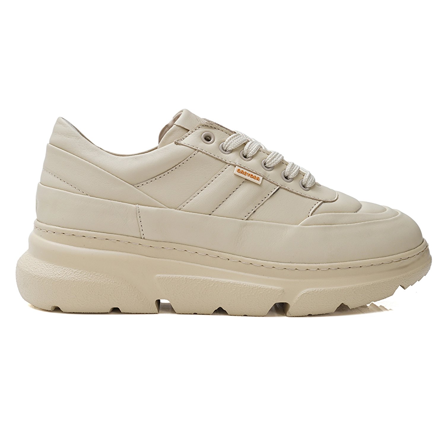 Kadın Ekru Hakiki Deri Spor Ayakkabı