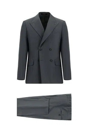 Koyu Füme Oversize Ekstra Rahat Kalıp Kruvaze Takım Elbise