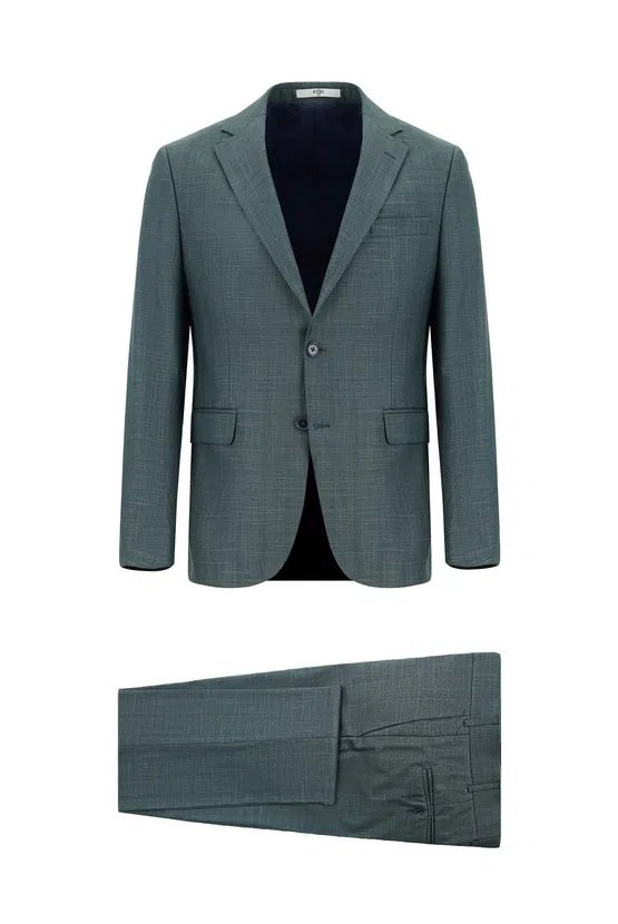 Koyu Yeşil Klasik Ekose Takım Elbise
