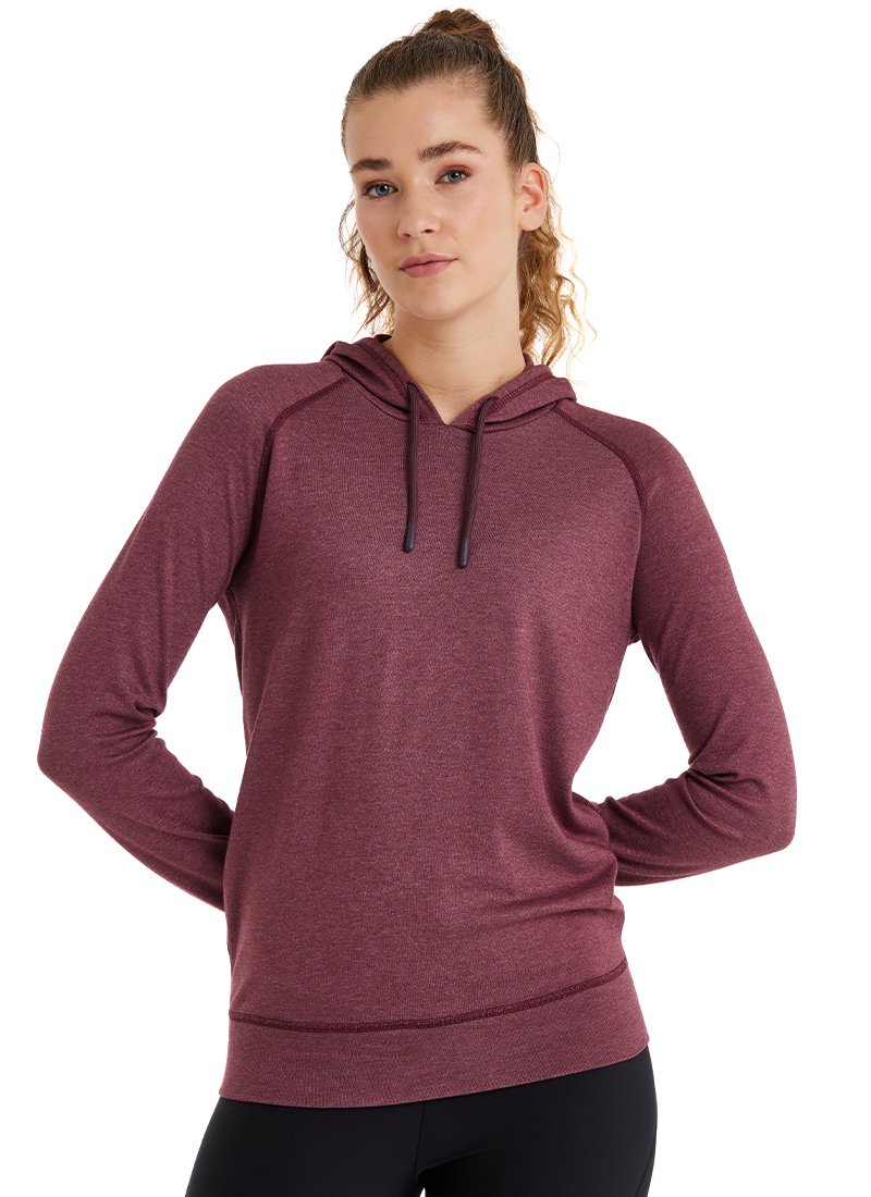 Kadın Termal Kapşonlu Sweatshirt Bordo